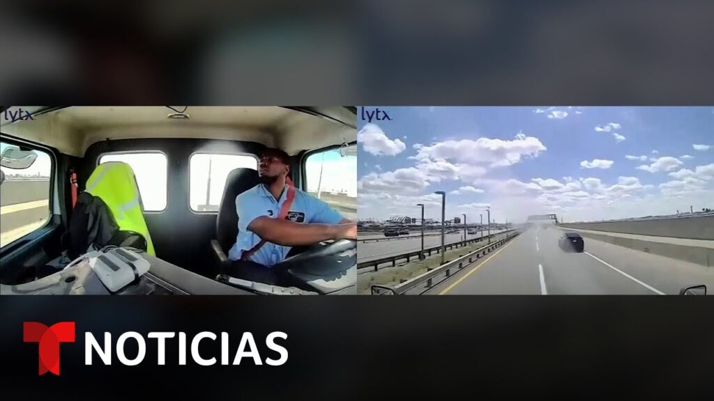 Video grabó cuando un camión es impactado en el incidente del avión de United | Noticias Telemundo