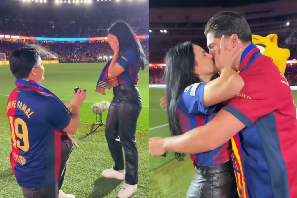 Propuesta de matrimonio en el Clásico roba miradas